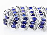 Blue Mahaleo(R) Sapphire Rhodium Over Sterling Silver Bracelet 33.92ctw