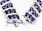 Blue Mahaleo(R) Sapphire Rhodium Over Sterling Silver Bracelet 33.92ctw