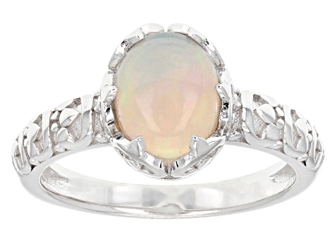 Multicolor Opal Rhodium Over Sterling Silver Ring 0.95ct