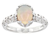 Multicolor Opal Rhodium Over Sterling Silver Ring 0.95ct