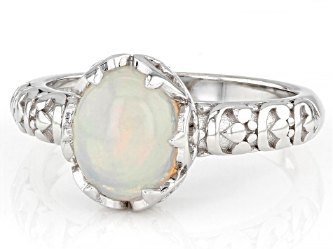 Multicolor Opal Rhodium Over Sterling Silver Ring 0.95ct