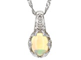 Multicolor Ethiopian Opal Rhodium Over Sterling Silver Pendant With Chain 0.95ct