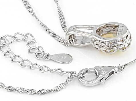 Multicolor Ethiopian Opal Rhodium Over Sterling Silver Pendant With Chain 0.95ct