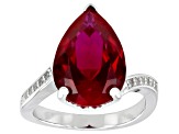 Lab Created Ruby Rhodium Over Sterling Silver Ring 7.14ctw