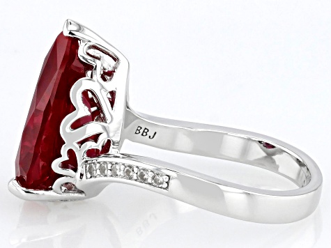 Lab Created Ruby Rhodium Over Sterling Silver Ring 7.14ctw