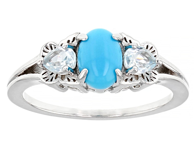 Blue Sleeping Beauty Turquoise Rhodium Over Sterling Silver