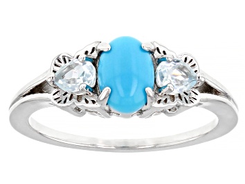 Picture of Blue Sleeping Beauty Turquoise Rhodium Over Sterling Silver Ring 0.31ctw