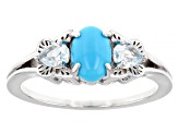 Blue Sleeping Beauty Turquoise Rhodium Over Sterling Silver Ring 0.31ctw