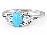 Blue Sleeping Beauty Turquoise Rhodium Over Sterling Silver Ring 0.31ctw