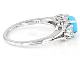 Blue Sleeping Beauty Turquoise Rhodium Over Sterling Silver Ring 0.31ctw