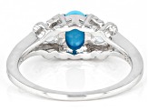 Blue Sleeping Beauty Turquoise Rhodium Over Sterling Silver Ring 0.31ctw
