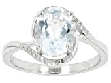 Blue Aquamarine Rhodium Over Sterling Silver Ring 1.98ctw