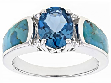 Picture of London Blue Topaz Rhodium Over Silver Ring 2.70ctw