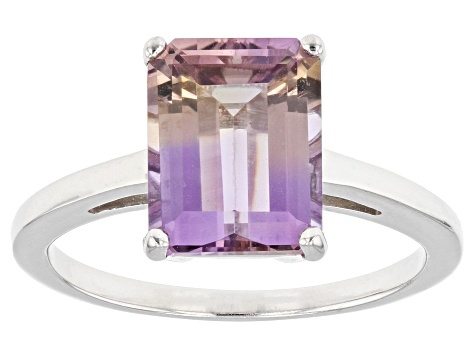 Bi-color Ametrine Rhodium Over Sterling Silver Ring 2.93ct