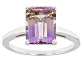 Bi-color Ametrine Rhodium Over Sterling Silver Ring 2.93ct