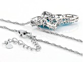 Blue Sleeping Beauty Turquoise Rhodium Over Silver Cross Pendant with Chain 2.37ctw