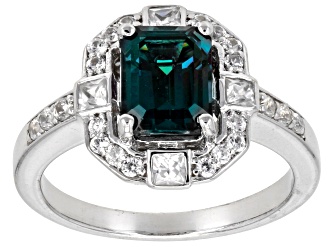 Blue Lab Created Alexandrite Rhodium Over Sterling Silver Ring 2.29ctw