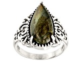 Gray Labradorite Sterling Silver Solitaire Ring