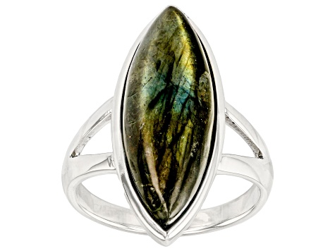 Gray Labradorite Sterling Silver Solitaire Ring