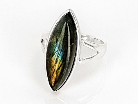 Gray Labradorite Sterling Silver Solitaire Ring