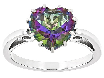 Picture of Mystic Fire® Green Topaz Rhodium Over Sterling Silver Ring 3.50ct
