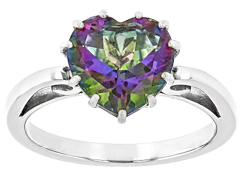 Mystic Fire® Green Topaz Rhodium Over Sterling Silver Ring 3.50ct