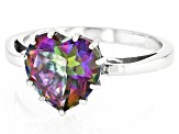 Mystic Fire® Green Topaz Rhodium Over Sterling Silver Ring 3.50ct