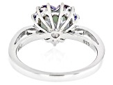 Mystic Fire® Green Topaz Rhodium Over Sterling Silver Ring 3.50ct