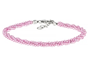 Pink Topaz Rhodium Over Sterling Silver Twist Bracelet