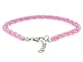 Pink Topaz Rhodium Over Sterling Silver Twist Bracelet