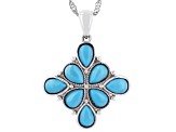 Blue Sleeping Beauty Turquoise Rhodium Over Sterling Silver Pendant With Chain