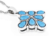 Blue Sleeping Beauty Turquoise Rhodium Over Sterling Silver Pendant With Chain