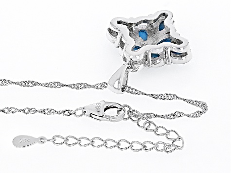 Blue Sleeping Beauty Turquoise Rhodium Over Sterling Silver Pendant With Chain