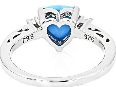 Blue Sleeping Beauty Turquoise Rhodium Over Sterling Silver Ring 0.07ctw