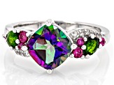 Mystic Fire® Gree Topaz Rhodium Over Sterling Silver Ring 3.13ctw