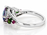 Mystic Fire® Green Topaz Rhodium Over Sterling Silver Ring 3.13ctw