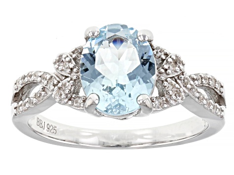 Blue Aquamarine Rhodium Over Sterling Silver Ring 1.59ctw - CTB794 ...