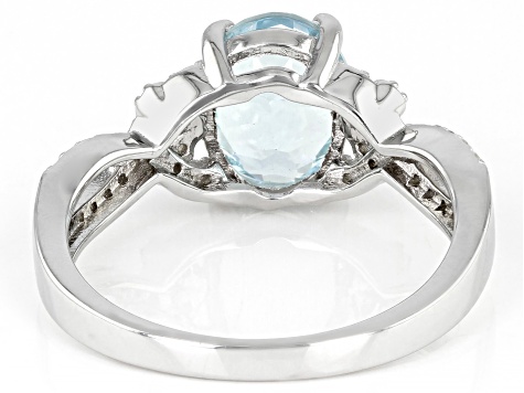 Blue Aquamarine Rhodium Over Sterling Silver Ring 1.59ctw