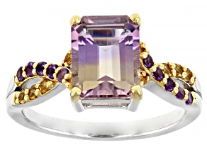 Bi-color Ametrine Rhodium Over Sterling Silver Ring 2.25ctw