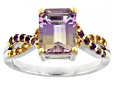 Bi-color Ametrine Rhodium Over Sterling Silver Ring 2.25ctw