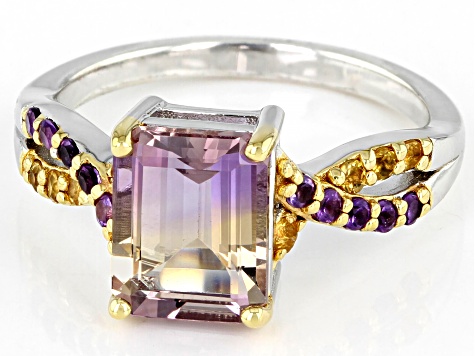 Bi-color Ametrine Rhodium Over Sterling Silver Ring 2.25ctw