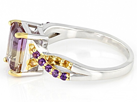 Bi-color Ametrine Rhodium Over Sterling Silver Ring 2.25ctw