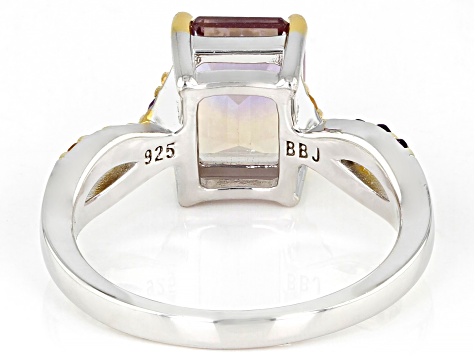 Bi-color Ametrine Rhodium Over Sterling Silver Ring 2.25ctw