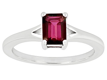 Picture of Magenta Petalite Rhodium Over Sterling Silver Solitaire Ring 0.68ct