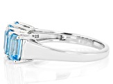 Swiss Blue Topaz Rhodium Over Sterling Silver Band Ring 2.31ctw
