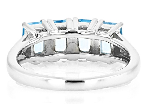 Swiss Blue Topaz Rhodium Over Sterling Silver Band Ring 2.31ctw