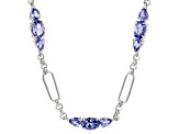 Blue Tanzanite Rhodium Over Sterling Silver Necklace 2.20ctw