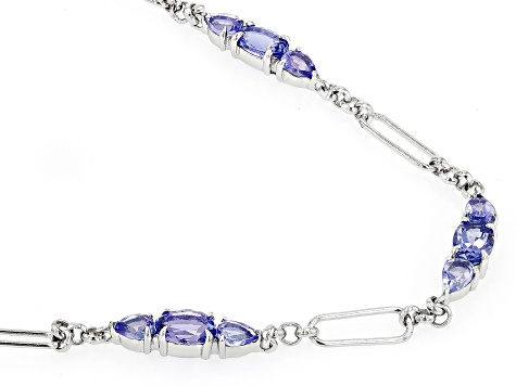 Blue Tanzanite Rhodium Over Sterling Silver Necklace 2.20ctw