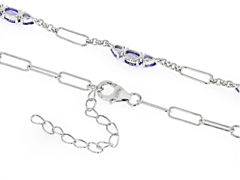 Blue Tanzanite Rhodium Over Sterling Silver Necklace 2.20ctw