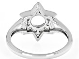 White Zircon Rhodium Over Sterling Silver Star Of David Ring .34ctw